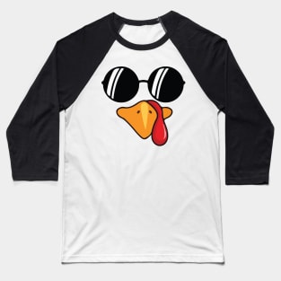 Funny Cute Happy Merry Thanksgiving turkey face Baseball T-Shirt